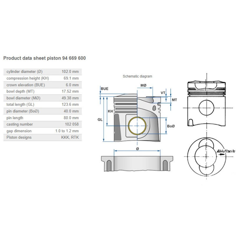 94 669 600 Piston F6L 913C -K2-B26