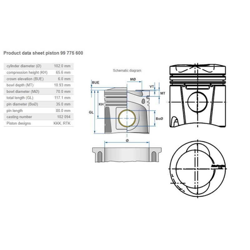 99 775 600 Piston